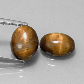 2.95 ct Brown Tiger's Eye Gemstone, Tiger's Eye Gem in Oval Cabochon Shape for Sale.