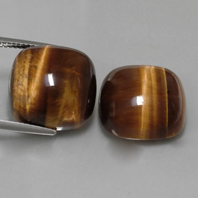 27.56 ct Brown Tiger's Eye Gemstone, Tiger's Eye Gem in Cushion Cabochon Shape for Sale.