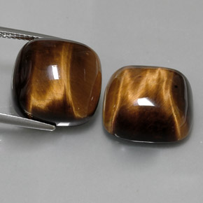 27.50 ct Brown Tiger's Eye Gemstone, Tiger's Eye Gem in Cushion Cabochon Shape for Sale.