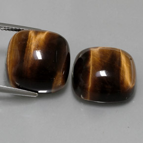 27.89 ct Brown Tiger's Eye Gemstone, Tiger's Eye Gem in Cushion Cabochon Shape for Sale.