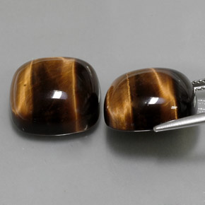 Tiger's Eye Gemstone in 15.2 x 15.1 mm Size for Sale, Tiger's Eye Stone in Gold Brown Color