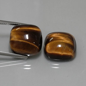 27.52 ct Brown Tiger's Eye Gemstone, Tiger's Eye Gem in Cushion Cabochon Shape for Sale.