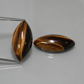 26.58 ct Brown Tiger's Eye Gemstone, Tiger's Eye Gem in Marquise Cabochon Shape for Sale.