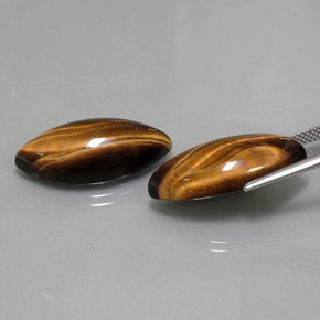 Tiger's Eye Gemstone in 24.9 x 12.1 mm Size for Sale, Tiger's Eye Stone in Gold Brown Color