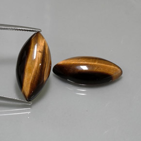 26.65 ct Brown Tiger's Eye Gemstone, Tiger's Eye Gem in Marquise Cabochon Shape for Sale.