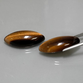 Tiger's Eye Gemstone in 24.8 x 12.2 mm Size for Sale, Tiger's Eye Stone in Gold Brown Color