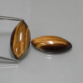 26.38 ct Brown Tiger's Eye Gemstone, Tiger's Eye Gem in Marquise Cabochon Shape for Sale.