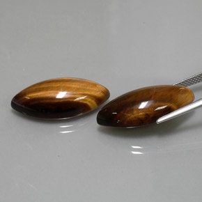 Tiger's Eye Gemstone in 24.8 x 12.1 mm Size for Sale, Tiger's Eye Stone in Gold Brown Color