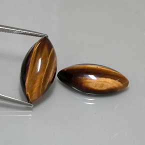 26.39 ct Brown Tiger's Eye Gemstone, Tiger's Eye Gem in Marquise Cabochon Shape for Sale.
