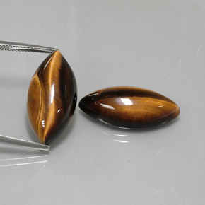 26.63 ct Brown Tiger's Eye Gemstone, Tiger's Eye Gem in Marquise Cabochon Shape for Sale.