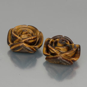 24.46 ct Brown Tiger's Eye Stone, Natural Tiger's Eye in Carved Rose with Half Drilled Hole Shape for Sale