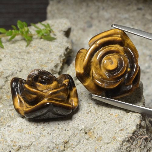 25.04ctw Natural Brown Tiger's Eye, Flower Cut, Opaque