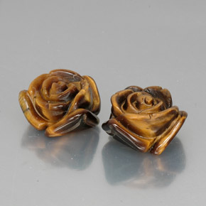 21.86 ct Brown Tiger's Eye Stone, Natural Tiger's Eye in Carved Rose with Half Drilled Hole Shape for Sale