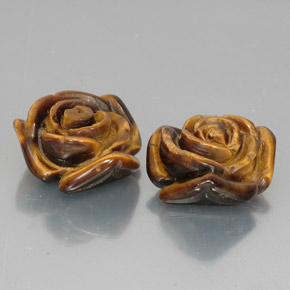 21.15 ct Brown Tiger's Eye Stone, Natural Tiger's Eye in Carved Rose with Half Drilled Hole Shape for Sale