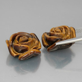 Tiger's Eye Gemstone in 15.7 x 15.1 mm Size for Sale, Tiger's Eye Stone in Gold Brown Color