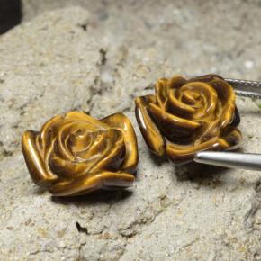Tiger's Eye Gemstones in 15.5 x 15.4 mm Size for Sale, Tiger's Eye Stones in Gold Brown Color