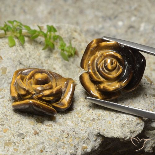 20.21 ct Carved Rose Tiger's Eye, 15 x 14.4 mm From Thailand, Photo A