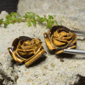 Tiger's Eye Gemstones in 16.1 x 15.2 mm Size for Sale, Tiger's Eye Stones in Warm Brown Color