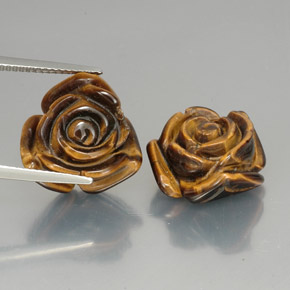 23.71 ct Brown Tiger's Eye Gemstone, Tiger's Eye Gem in Carved Rose with Half Drilled Hole Shape for Sale.