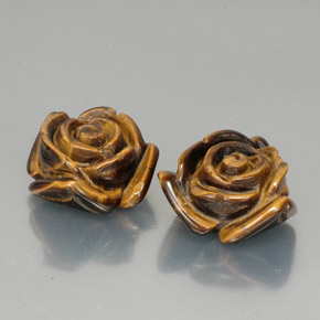 23.71 ct Brown Tiger's Eye Stone, Natural Tiger's Eye in Carved Rose with Half Drilled Hole Shape for Sale