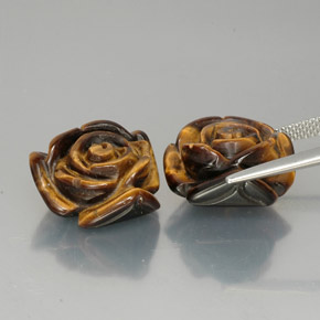 Tiger's Eye Gemstone in 15.3 x 14 mm Size for Sale, Tiger's Eye Stone in Gold Brown Color