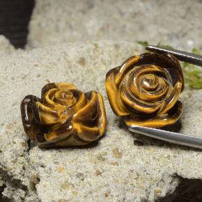 Golden Brown Tiger's Eye Gem - 12.6ct Carved Rose with Half Drilled Hole (ID: 323302)
