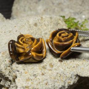 Tiger's Eye Gemstones in 16 x 15 mm Size for Sale, Tiger's Eye Stones in Golden Brown Color