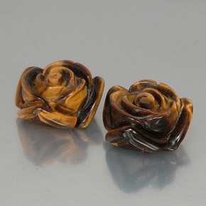 25.78 ct Brown Tiger's Eye Stone, Natural Tiger's Eye in Carved Rose with Half Drilled Hole Shape for Sale