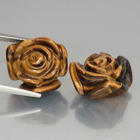 25.14 ct Brown Tiger's Eye Gemstone, Tiger's Eye Gem in Carved Rose with Half Drilled Hole Shape for Sale.