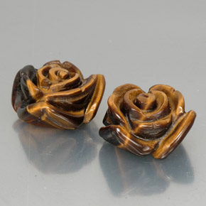 25.14 ct Brown Tiger's Eye Stone, Natural Tiger's Eye in Carved Rose with Half Drilled Hole Shape for Sale