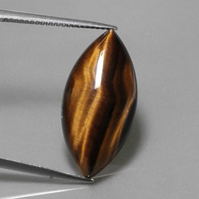 13.03 ct Brown Tiger's Eye Gemstone, Tiger's Eye Gem in Marquise Cabochon Shape for Sale.
