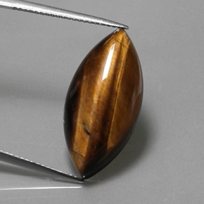 12.68 ct Brown Tiger's Eye Gemstone, Tiger's Eye Gem in Marquise Cabochon Shape for Sale.