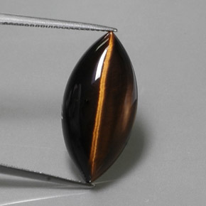 13.51 ct Brown Tiger's Eye Gemstone, Tiger's Eye Gem in Marquise Cabochon Shape for Sale.