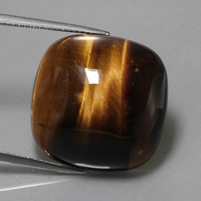 27.92 ct Brown Tiger's Eye Gemstone, Tiger's Eye Gem in Cushion Cabochon Shape for Sale.