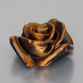 12.07 ct Brown Tiger's Eye Stone, Natural Tiger's Eye in Carved Rose with Half Drilled Hole Shape for Sale