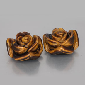 23.60 ct Brown Tiger's Eye Stone, Natural Tiger's Eye in Carved Rose with Half Drilled Hole Shape for Sale