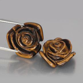 23.40 ct Brown Tiger's Eye Gemstone, Tiger's Eye Gem in Carved Rose with Half Drilled Hole Shape for Sale.