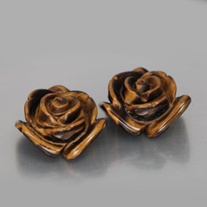 23.40 ct Brown Tiger's Eye Stone, Natural Tiger's Eye in Carved Rose with Half Drilled Hole Shape for Sale