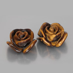 23.30 ct Brown Tiger's Eye Stone, Natural Tiger's Eye in Carved Rose with Half Drilled Hole Shape for Sale