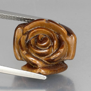 11.9ct Carved Rose with Half Drilled Hole Gold Brown Tiger's Eye for sale thumb image of 11.9ct Carved Rose with Half Drilled Hole Gold Brown Tiger's Eye (ID: 323438)