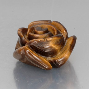11.88 ct Brown Tiger's Eye Stone, Natural Tiger's Eye in Carved Rose with Half Drilled Hole Shape for Sale
