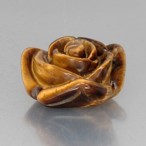 10.53 ct Brown Tiger's Eye Stone, Natural Tiger's Eye in Carved Rose with Half Drilled Hole Shape for Sale