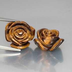 24.30 ct Brown Tiger's Eye Gemstone, Tiger's Eye Gem in Carved Rose with Half Drilled Hole Shape for Sale.