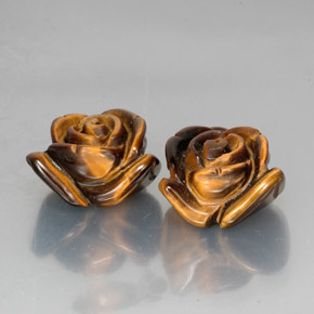 24.30 ct Brown Tiger's Eye Stone, Natural Tiger's Eye in Carved Rose with Half Drilled Hole Shape for Sale