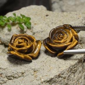 Tiger's Eye Gemstones in 15.7 x 15.3 mm Size for Sale, Tiger's Eye Stones in Medium Brown Color
