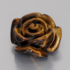 12.49 ct Brown Tiger's Eye Stone, Natural Tiger's Eye in Carved Rose with Half Drilled Hole Shape for Sale