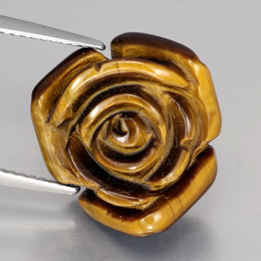 12.47 ct Brown Tiger's Eye Gemstone, Tiger's Eye Gem in Carved Rose with Half Drilled Hole Shape for Sale.