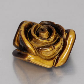 12.47 ct Brown Tiger's Eye Stone, Natural Tiger's Eye in Carved Rose with Half Drilled Hole Shape for Sale