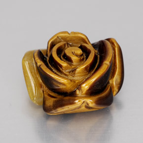 11.74 ct Brown Tiger's Eye Stone, Natural Tiger's Eye in Carved Rose with Half Drilled Hole Shape for Sale
