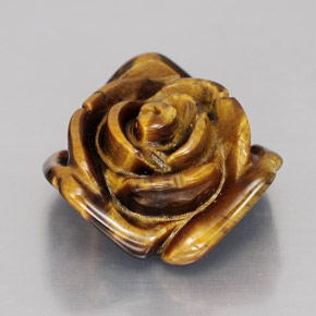 11.62 ct Brown Tiger's Eye Stone, Natural Tiger's Eye in Carved Rose with Half Drilled Hole Shape for Sale